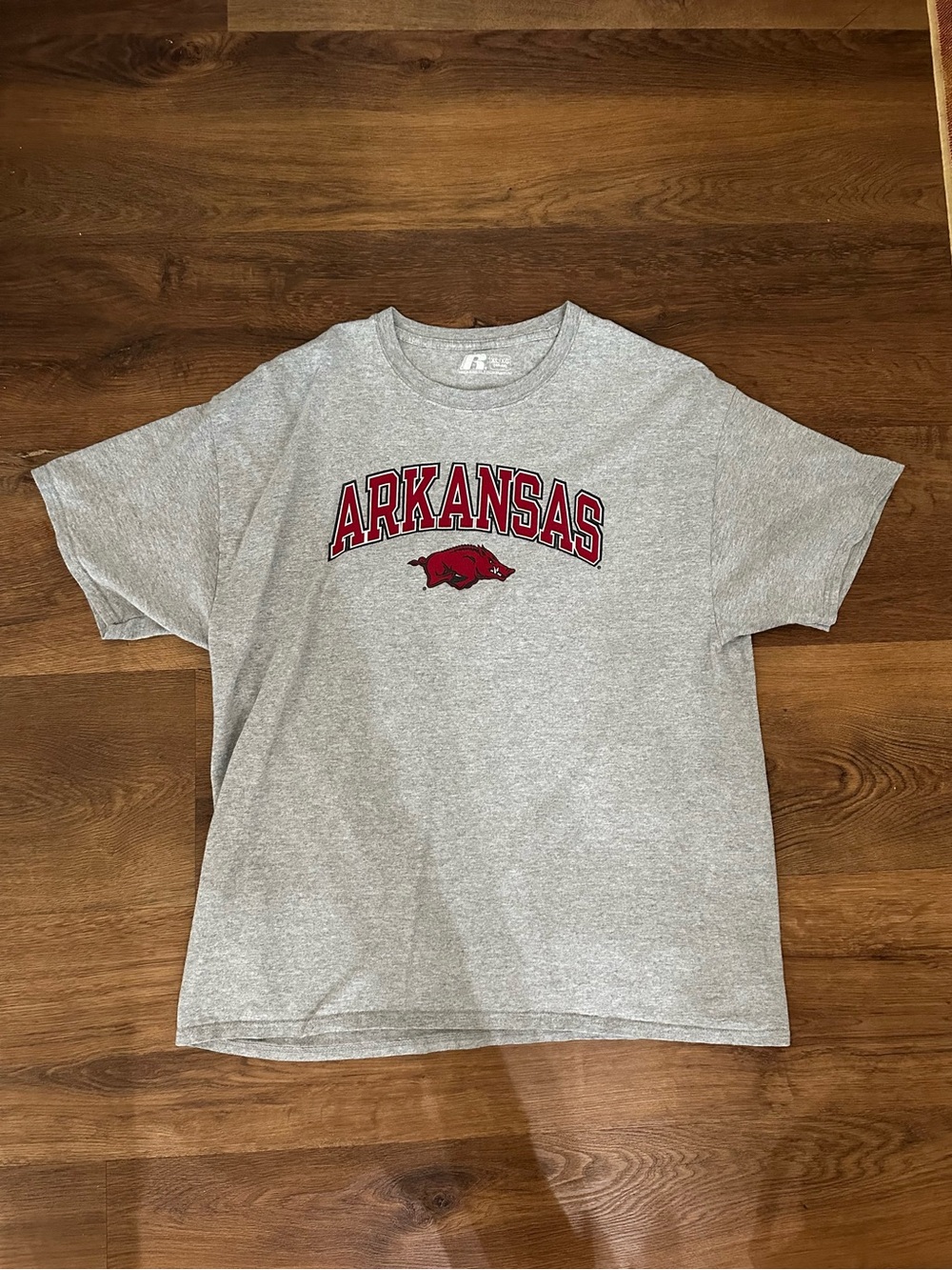 University of Arkansas Razorbacks Gray Crewneck Tee Shirt